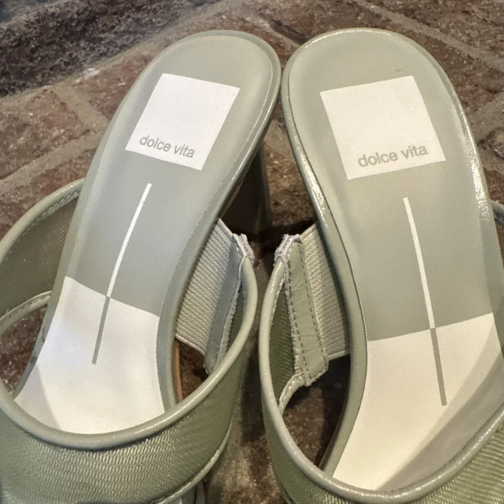 Dolce Vita Womens Sandals Green Mesh Open-Toe Slide Square Toe Size 6 #498